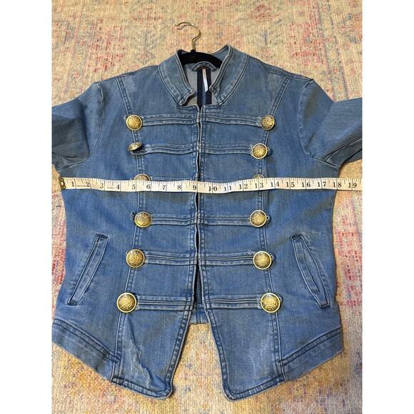 Free People Fitted Military Denim Jacket in Indigo Blue Small - Picture 6 of 10